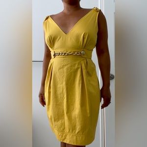 Pre-owned Cotton Dolce & Gabbana Yellow Summer Dress with gold chain Medium